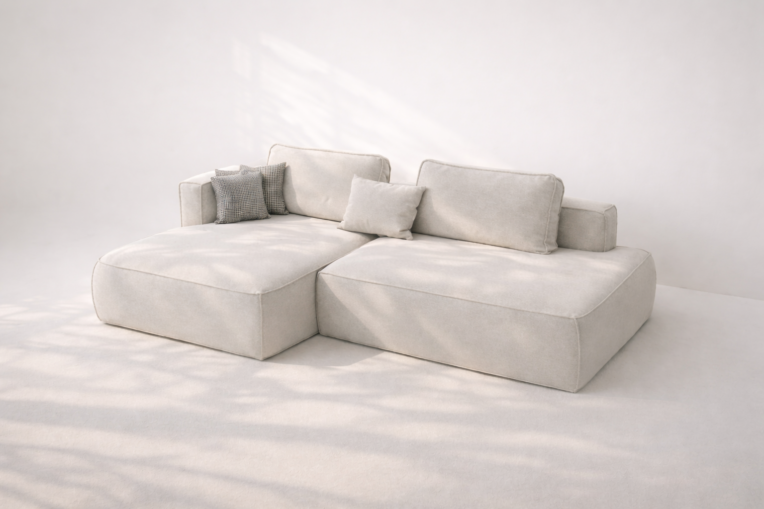 Кутовий диван Франклін — Cloud Dancer, чистий стиль