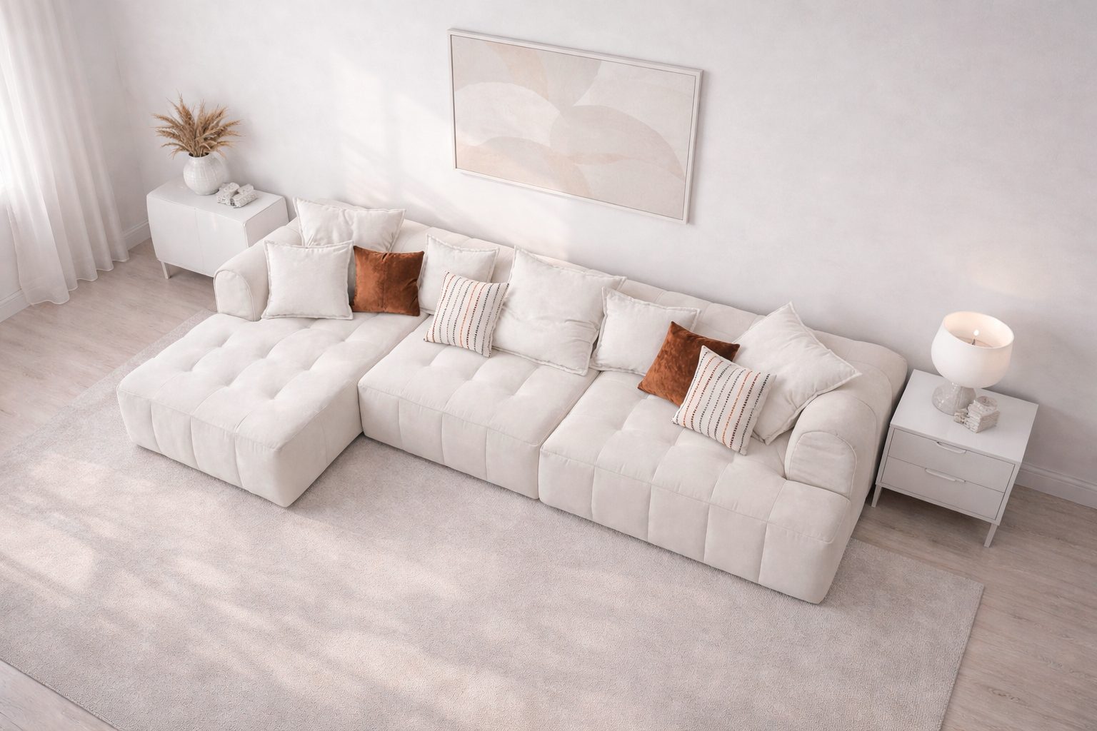 Кутовий диван Гуччі — Cloud Dancer у вітальні