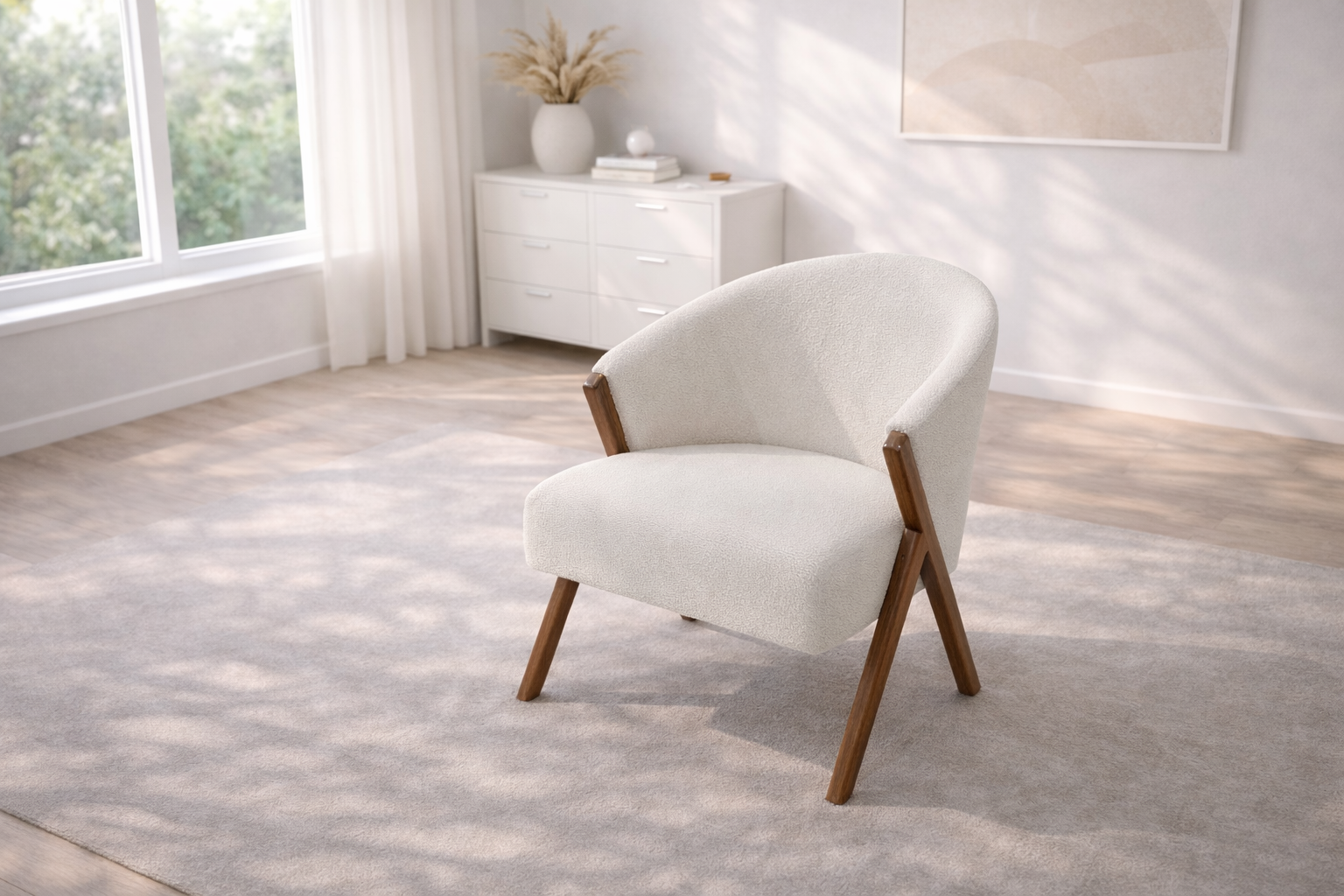 Крісло Тедді — Cloud Dancer у сучасному інтер’єрі