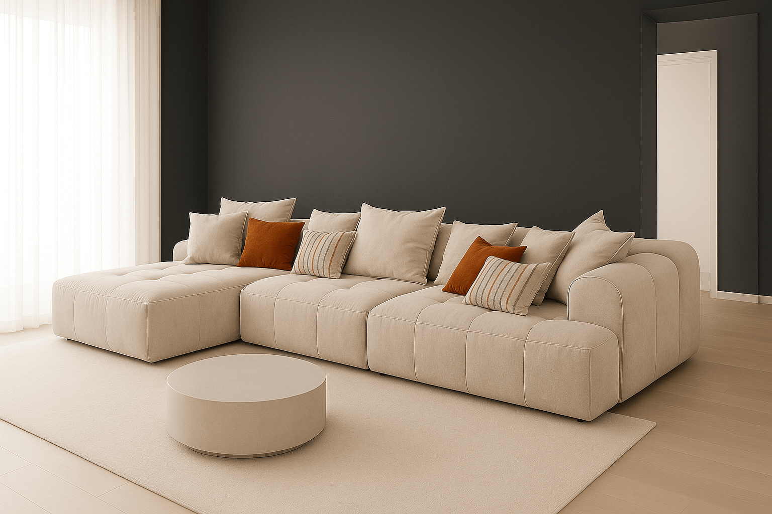 Диван Гуччі ZlataMebel у світлому сучасному інтер’єрі