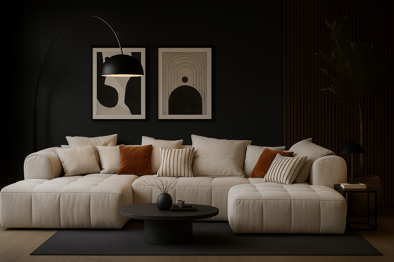 Диван Гуччи ZlataMebel в тёмном современном интерьере